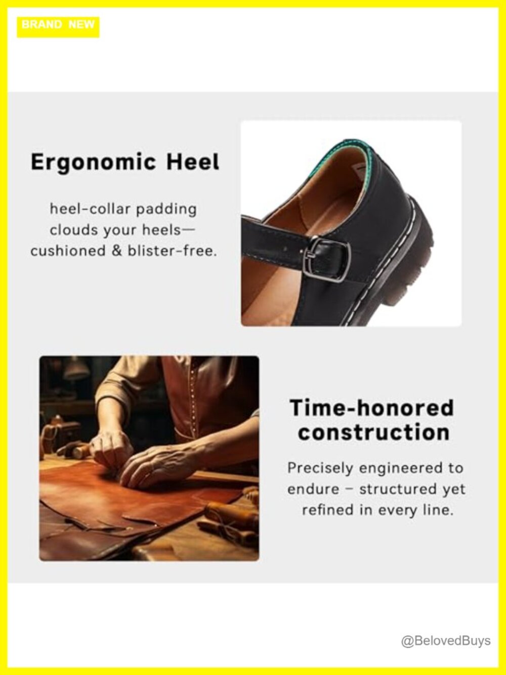 Vegan Leather Mary Jane Flats with Memory Foam Oxford Dress Shoes Work - Picture 2 of 6